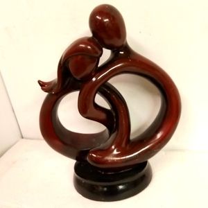 Rare Vintage Intimate Wooden Sculpture Male & Female 9.5"